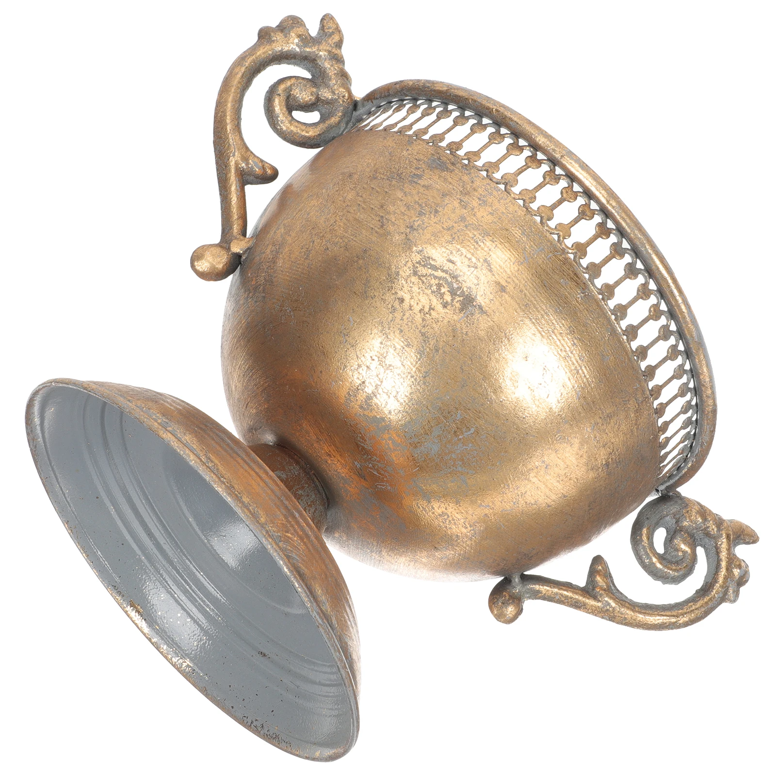 

Vintage Metal Vase Iron Planter Smooth Mouth Thick Bottom DurableFlower Arrangements Decorative Kitchen Table Centerpiece