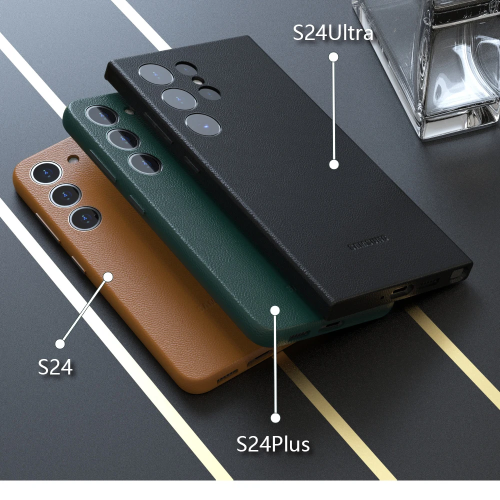 Leder-Handyhülle für Samsung Galaxy S24 Ultra S24 Sense of Luxury S24Ultra S24 FE S24 Plus S24Plus einfarbige Vollabdeckung – Detail 2