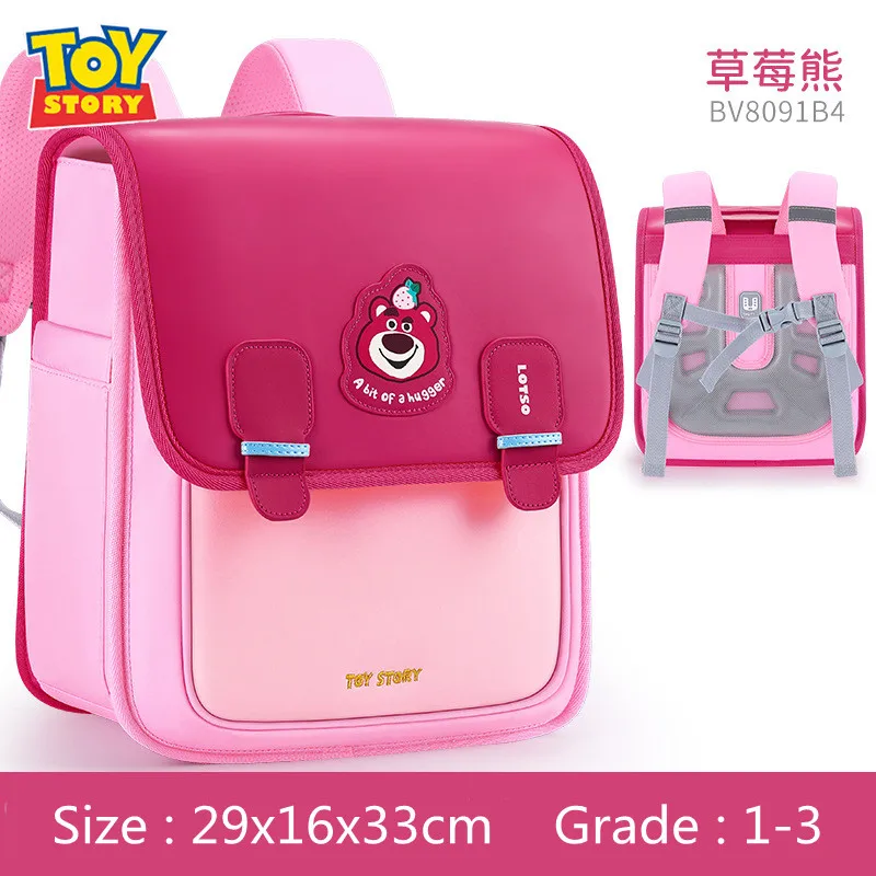 2023 Disney Lotso School Bags For Girls Grade 1-3 New Toy Story Primary Student Shoulder Orthopedic Backpack Kids Gifts Mochila