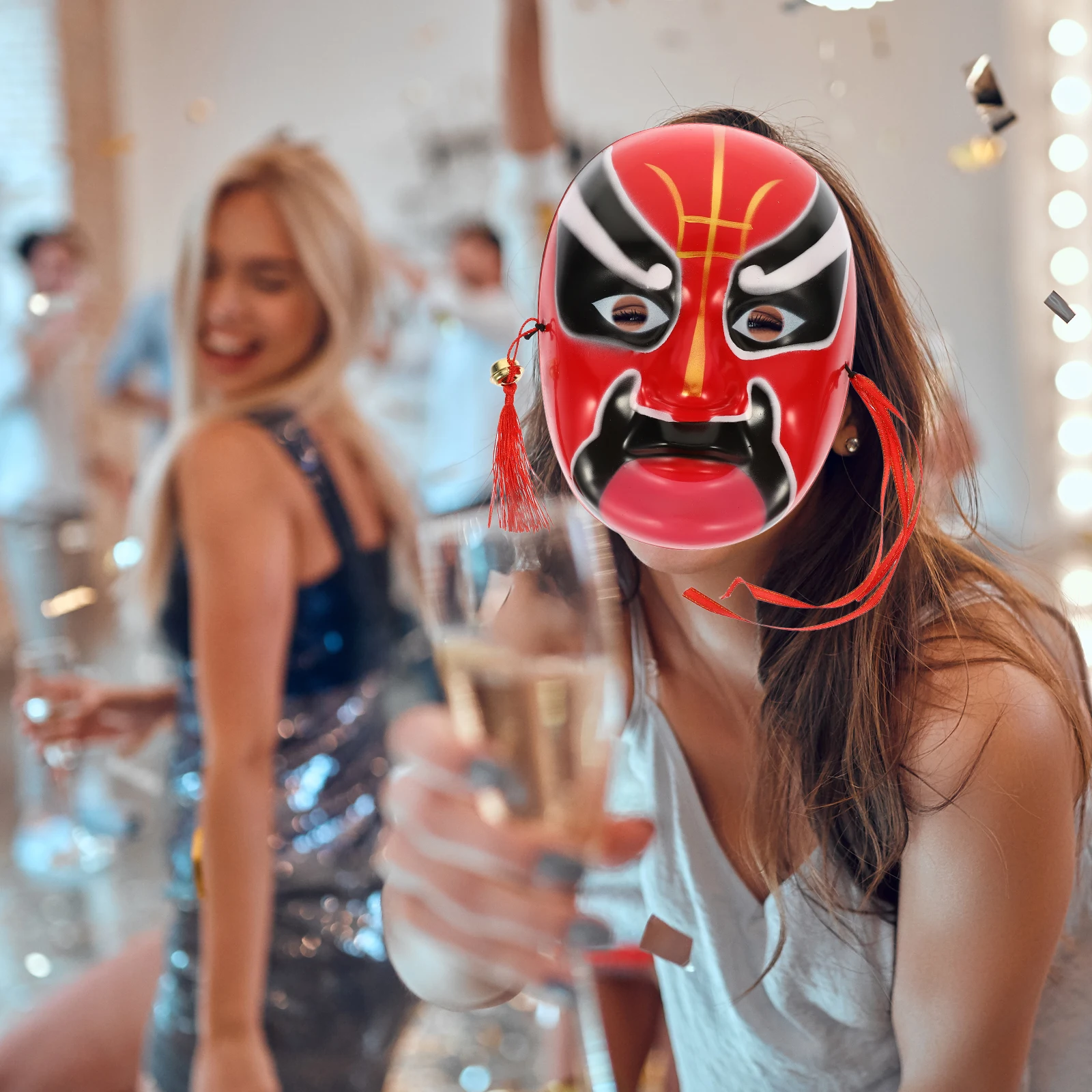 

1pcs Peking Opera Chinese Face Mask For Halloween Party Decorative Cosplay Prop Traditional Theater Mask Plastic Festival