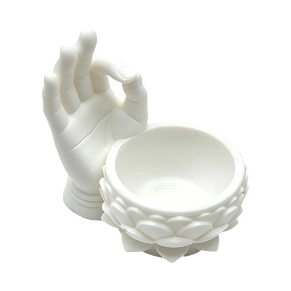 3D Printed Lotus Shaped Flower Pot Ok Hand Funny Zen Plant Pot Handmade Creative Jewelry Storage Tray for Yard Garden