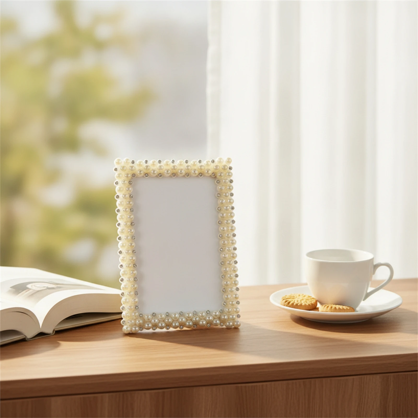 Picture Frame with Resin Border Decorative Tabletop Photo Frame Sturdy Gallery Style for Newlyweds, Weddings, Dresser