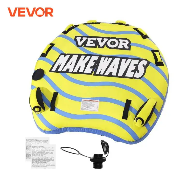 VEVOR Towable Tube for Boating, 1-3 Riders Inflatable Towable Tube with Bumper Fins, 510 lbs Water Sport Towable Tubess