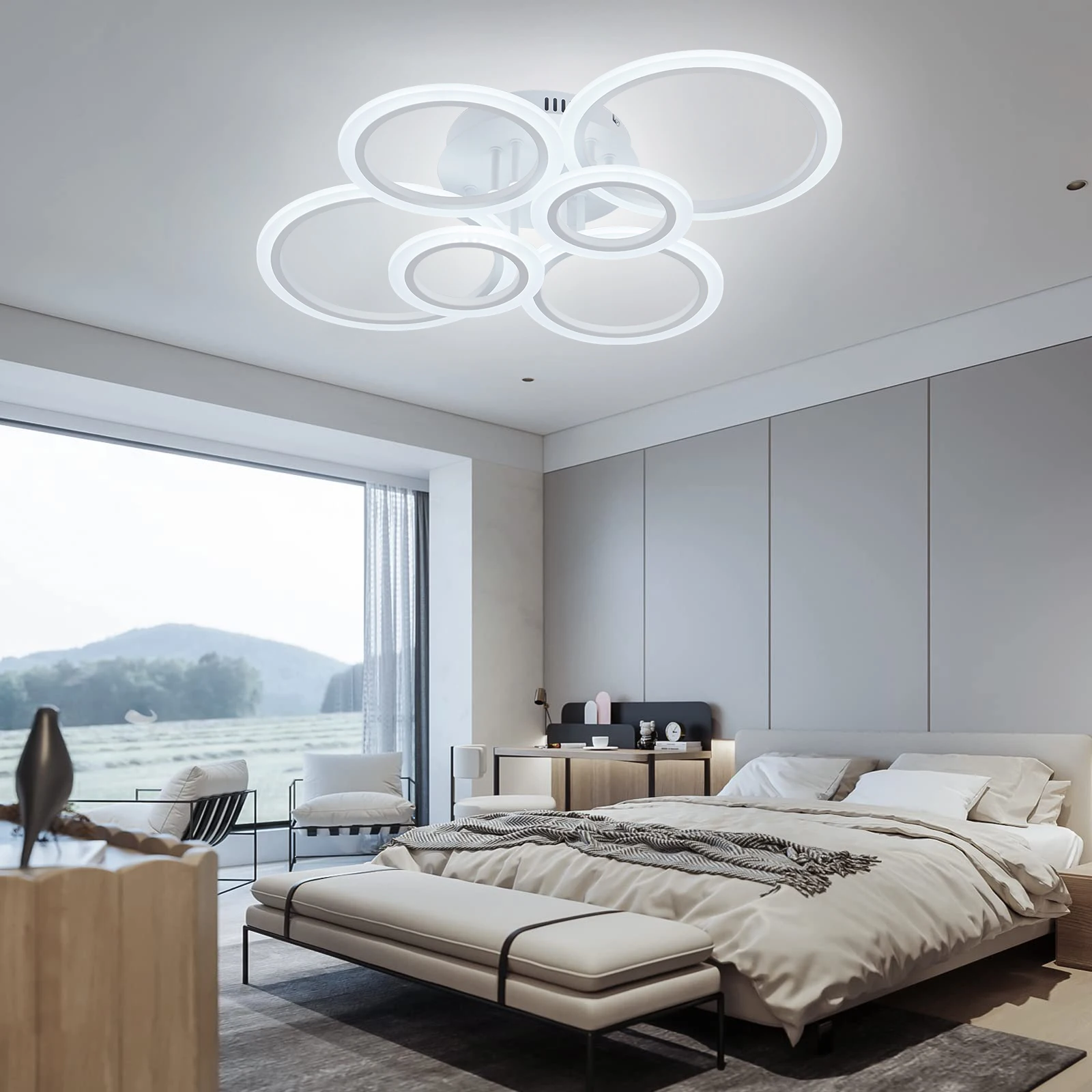 Nordic Ceiling Light Fixture Chandelier Lustre Minimalist Ceiling Lamp Kids Room Bedroom Indoor Ceiling Lamp 3 Color Changeable