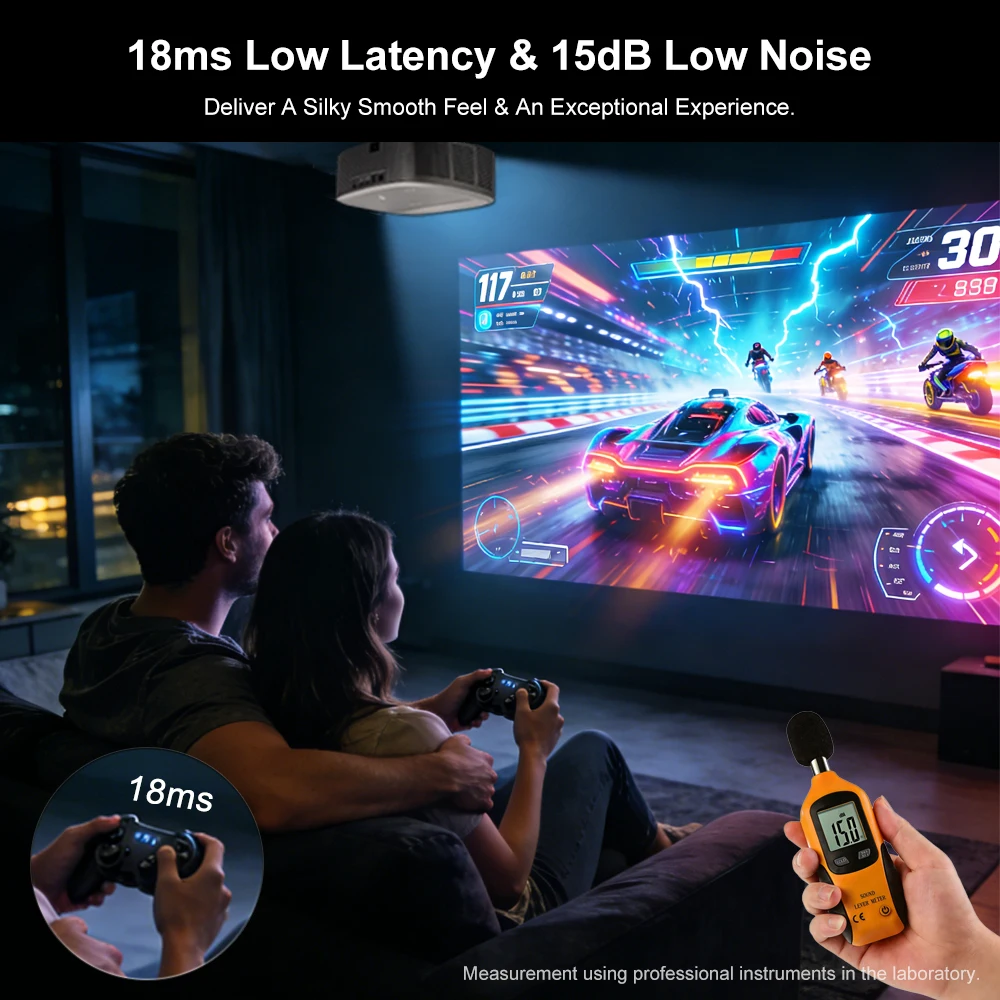 Everycom HQ11W Projector Full HD 4K Decode 3600 ANSI Lumens Home Theater with HDR10 Android 15 Wifi Smart TV Beam Projector