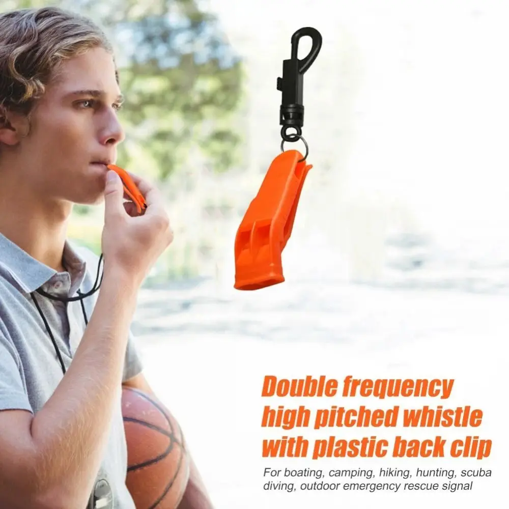 

PP Plastic Outdoor Survival Whistle Double Pipe Dual Band Survival Rescue Whistle Loud Orange Outdoor Emergency Whistle Diving