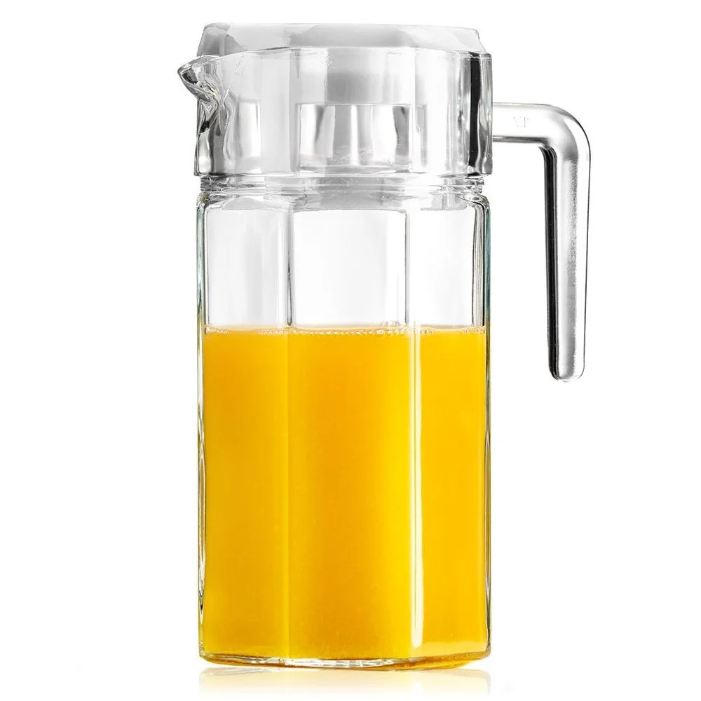 Watersap Glazen Kan Met Handvat Met Deksel Van 1,5 L