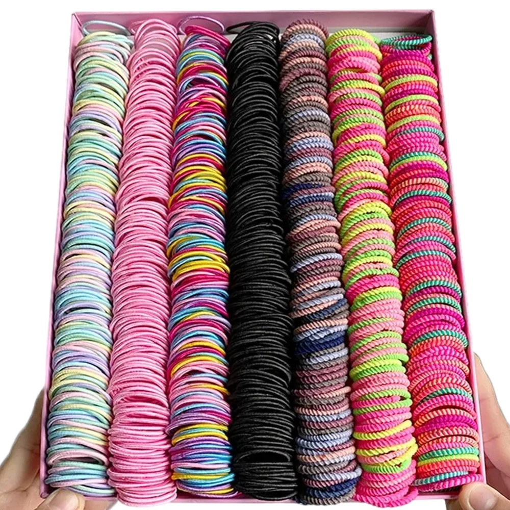 50-200pcs Women Girls Colorful Elastic Hair Bands Ponytail Holder Cute Small Hair Tie Rubber Bands Scrunchie Hair Accessories