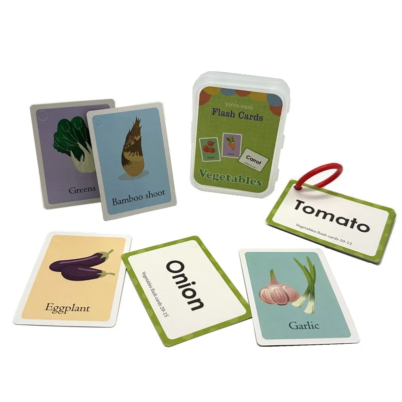 

《Enlightenment learning English vegetable and fruit words parent-child interactive communication flash card cognitive card》
