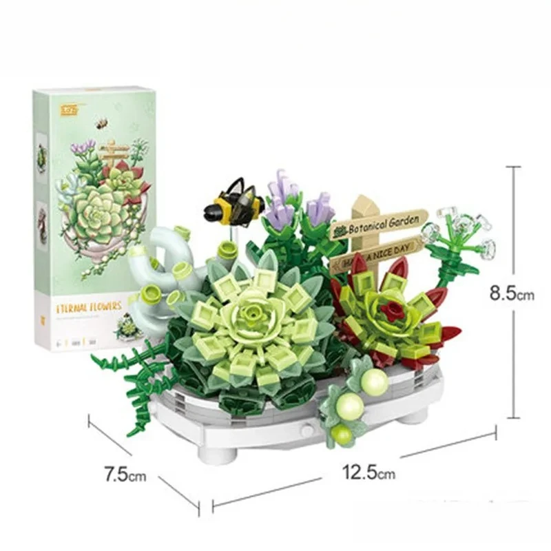 Klocki konstrukcyjne DIY w kształcie kwiatów, dekoracyjne, do samodzielnego montażu, model do budowania, zestaw do składania, prezent świąteczny dla dzieci i dorosłych.