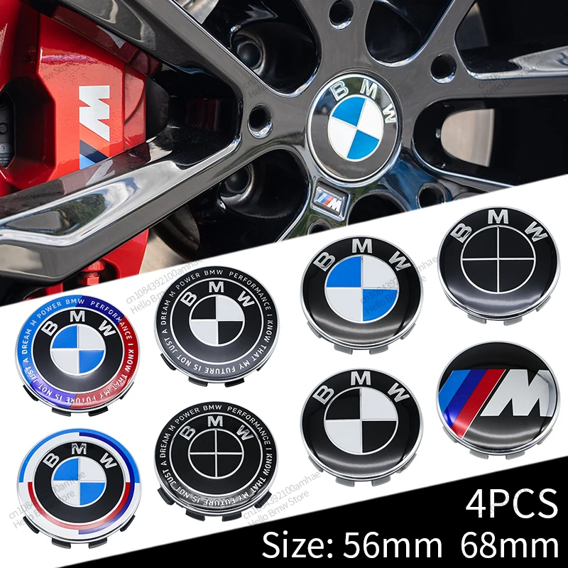 4Pcs 68MM 56MM Car Wheel Center Caps for BMW E90 E46 F10 F30 E87 F20 G20 E60 E39 E92 F11 F31 E61 F25 E36 X3 X5 Car Accessories