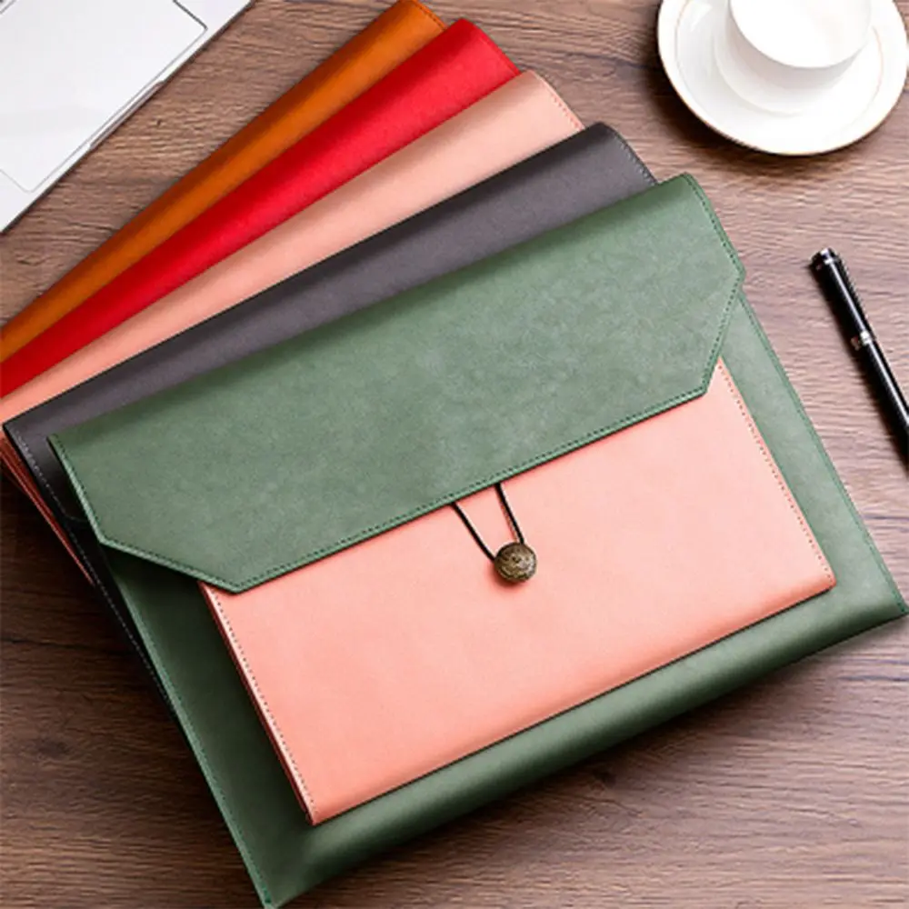 Thickening A4 Paper Leather File Bag Multi-function Waterproof Documents Storage Bag Dustproof Large Capacity A4 Folder Ticket