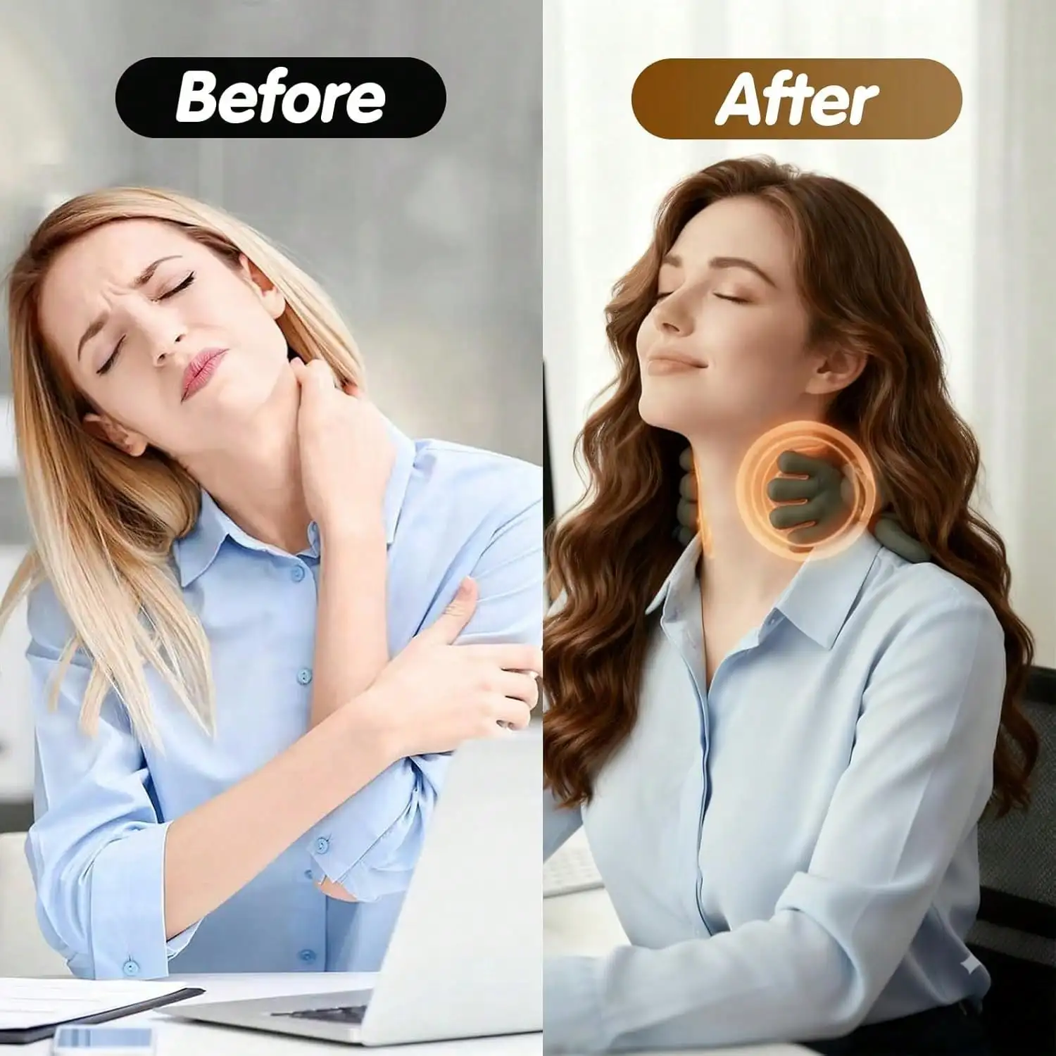 Neck Massager With Heat-Wireless Portable Neck And Shoulder Deep Tissue 4D Kneading Back Massage With Fingers,Simulated Human Hand Design Muscle Relax Massager Mothers Day Gifts For Mom