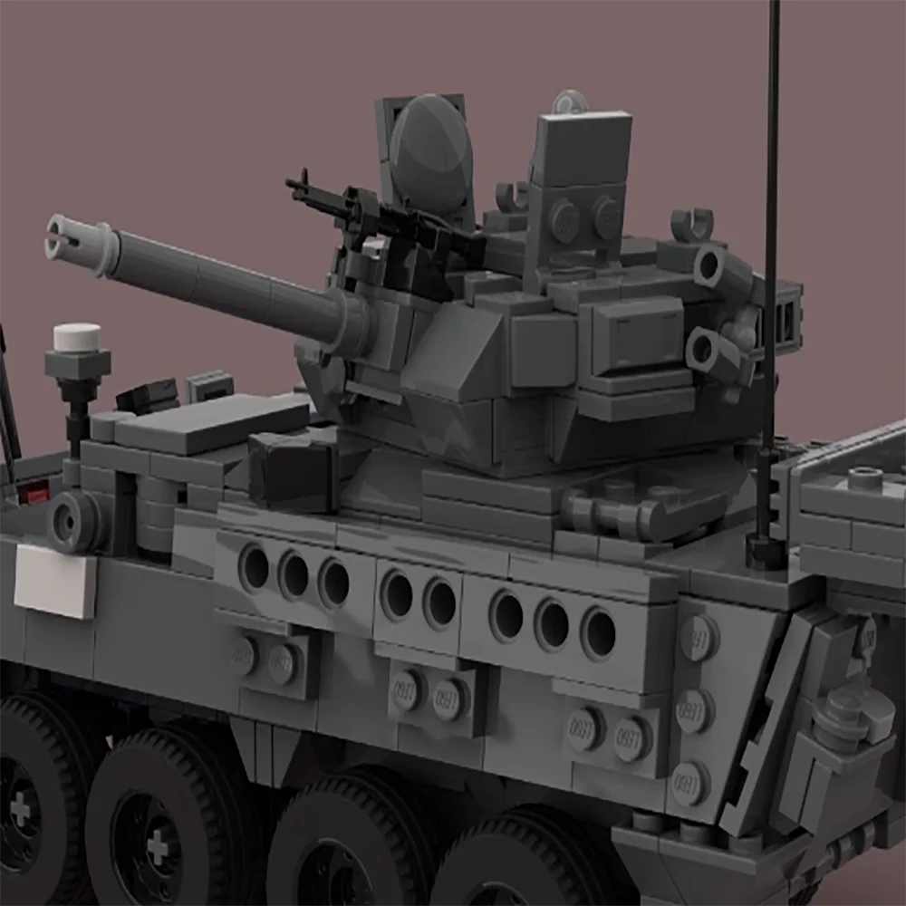 Veículo tático do exército MOC sem metralhadora 673 peças de desenhos eletrônicos trocados juntos com modelo de blocos de construção
