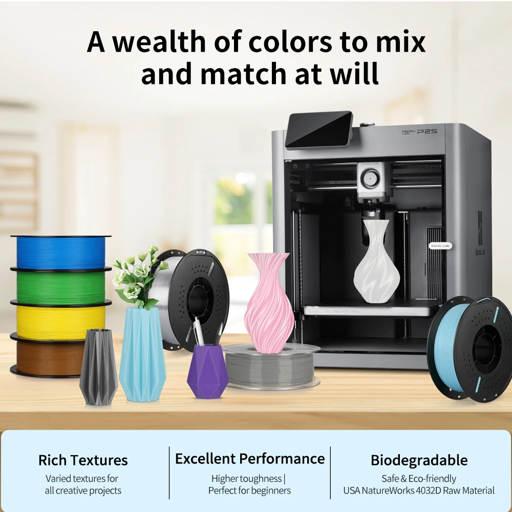 LANDU Matte PLA 3D Printer Filament Plastic 1kg 1.75mm Tangle-Free 3D Printing Vacuum Packag For Most FDM 3D Printer 3