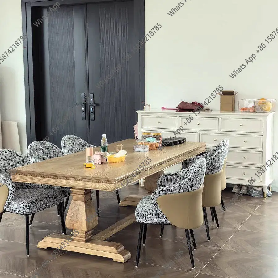 

Ретро-стол из массива дерева, старинный длинный стол в американском стиле, французский прямоугольный стол для столовой, гостиной, для дома, для еды и чаепития.