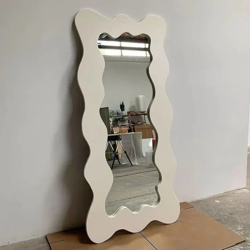 

Special-shaped wave creative floor mirror household cloakroom full-body mirror home mirror wall hanging