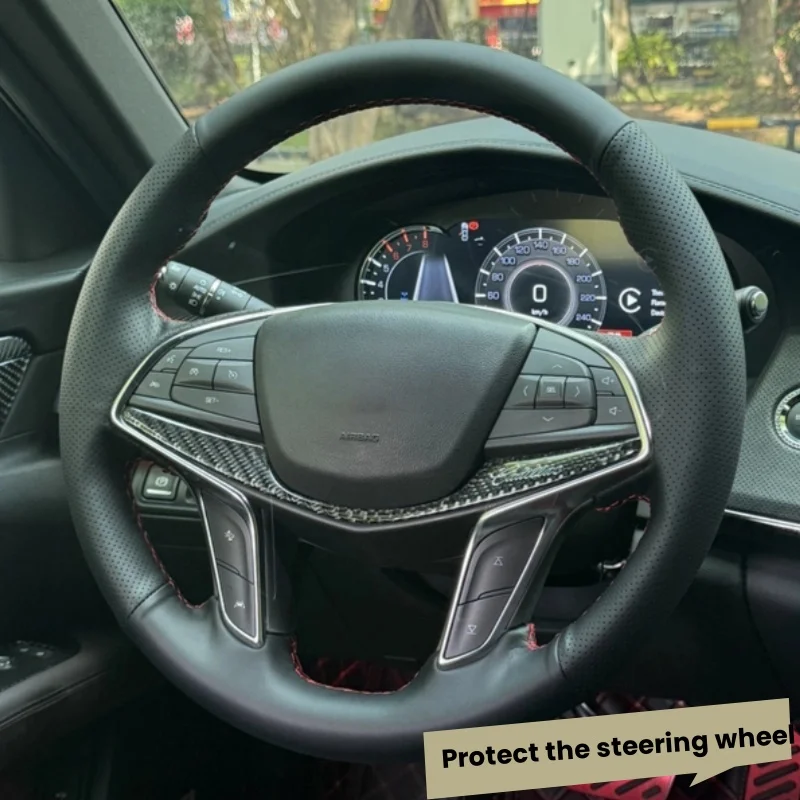 

Custom Hand Sewing Anti-slip Wear-resistant Comfy Genuine Leather Car Steering Wheel Cover For Cadillac XT5 XTS ATSL XT5 SRX CT6