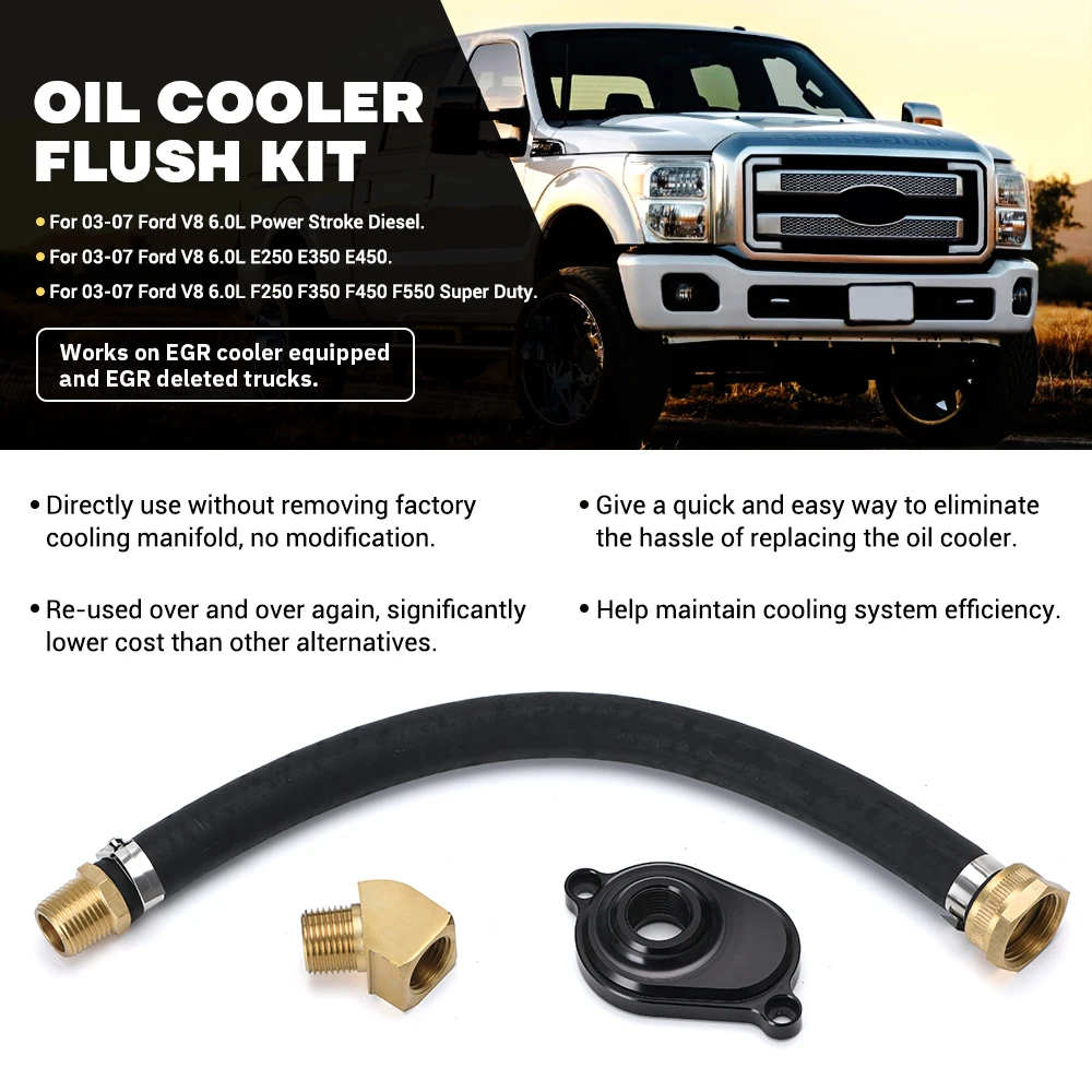 Oil Cooler Flush Kit Back Flush Tool For 03-07 Ford 6.0L Power Stroke Diesel F250 F350 F450 F550 E250 E350 E450 VR7017