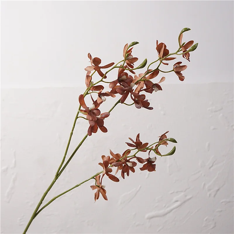 5 Stück Herbstdekoration 3-gabelige Schmetterlingsorchidee Künstliche Blumen Hochzeitsblumenarrangement Feiertagsparty Heimdekoration Zubehör – Detail 3