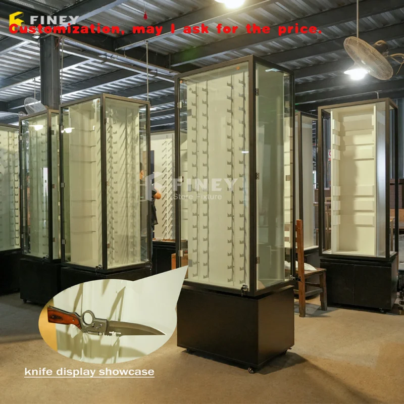 

Изготовленный на заказ выставочный зал, японские ножи, акриловый дисплей, шкаф для розничного магазина, вращающийся деревянный дисплей для ножей