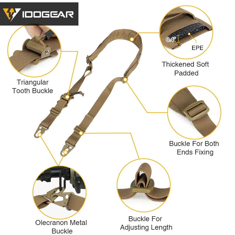 IDOGEAR Tactical Ferro Style Slingster 2 Point Rifle Sling Hunting Caza Military Quick Pull Airsoft Accessories