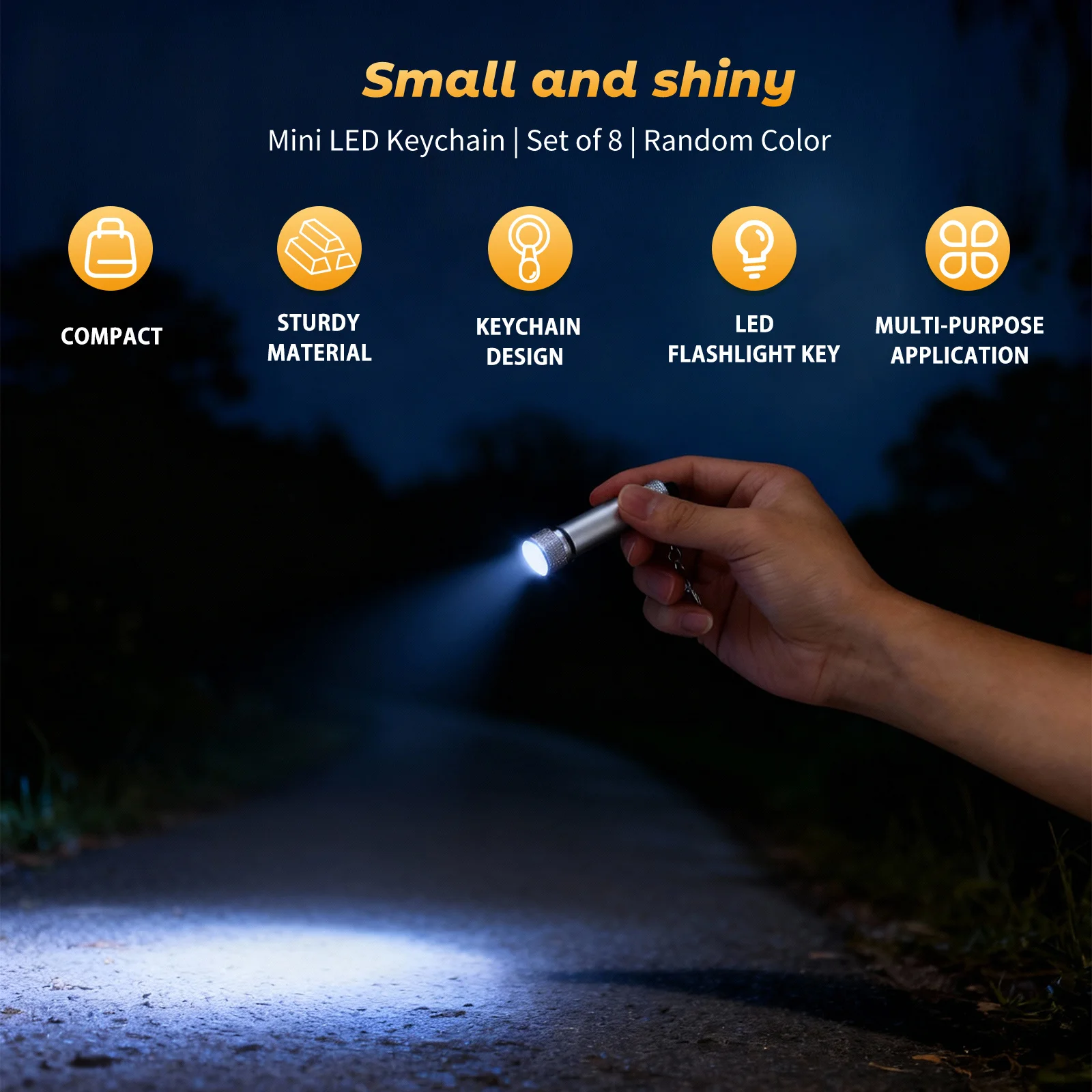 8 szt. Brelok-latarka LED Mini Przenośna Latarka ze Stopu Aluminium do Kempingu, Wędrówek, Survivalu na Zewnątrz, Brelok-latarka LED