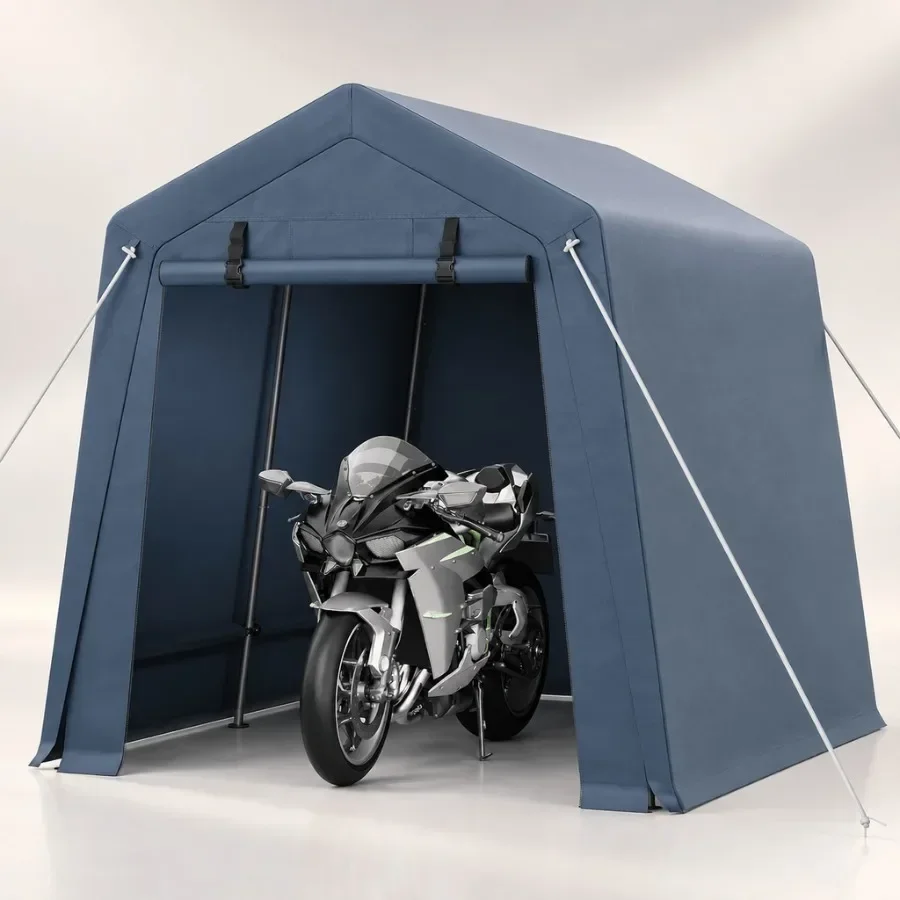 7X10 FT Portable Outdoor Storage Shed, Heavy-Duty 240g PE Waterproof Shelter with Roll-Up Zipper Door Vents, UV-Resistant Carpo