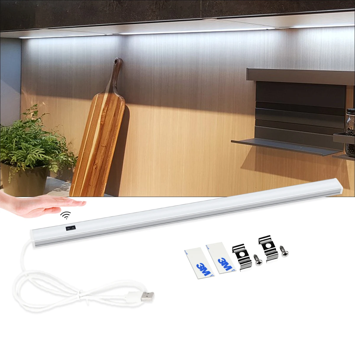 30/40/50cm 5V USB Aluminum Led Light Bar Led Cabinet Light 3Color Changeable Lamp Hand Sweep Motion Sensor Kitchen Nightlight