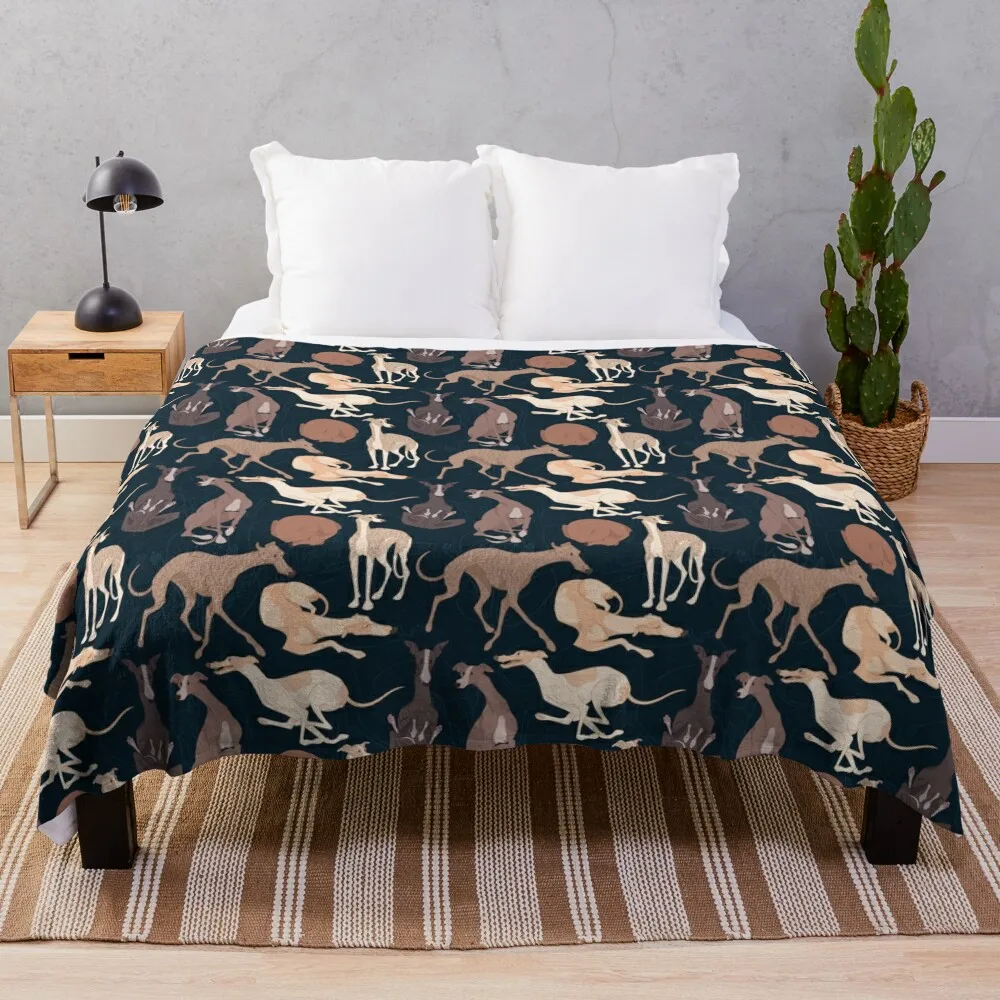 

Whippet Good - Dark Throw Blanket Sofa Blanket Blankets For Bed Summer Blanket Vintage Blanket