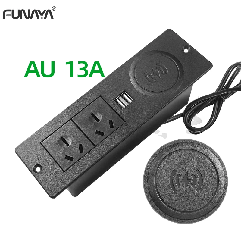 Mesa au Escondida Sockets Elétrica Escondido Soquete Desktop Preto Soquete Desktop Tomadas de Carga sem Fio 12w ac 110250v 3500w 13a