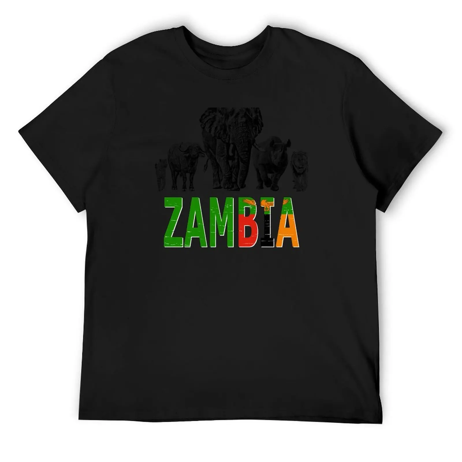 

Big Five of Zambia for Wildlife Fans T-Shirt cotton graphic tees cotton man t-shirts shirts graphic tee t shirts for men graphic