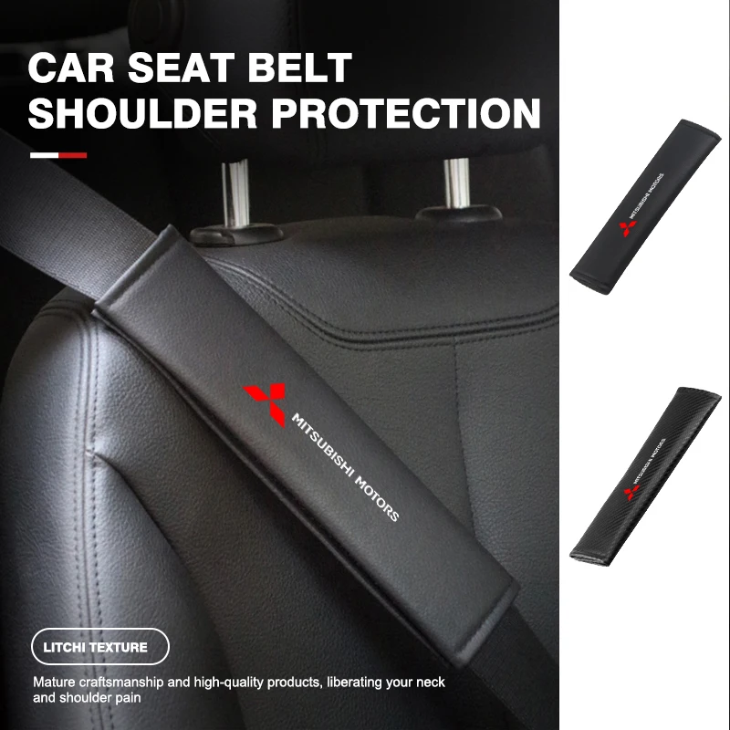 Fundas para cinturón de seguridad de coche, almohadilla protectora para cojín de hombro para Mitsubishi Outlander Lancer L200 ASX Pajero Grandis Eclipse