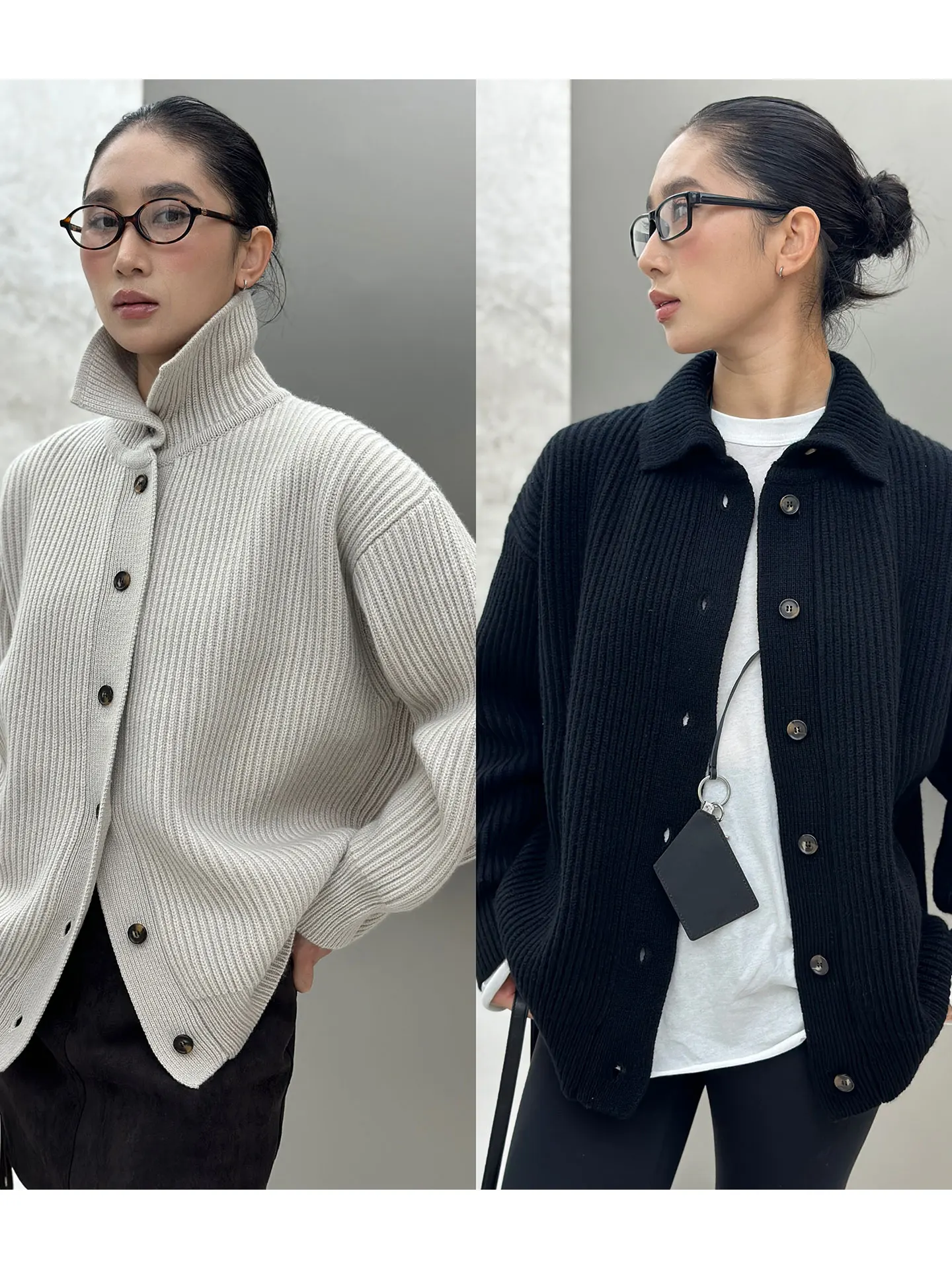 

Yangzi Yarn 820g High End Series Beautiful Merino Wool Knitted Thi Color Collar Sweater Coat for Women Street Sle L...