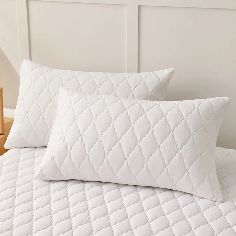 

Quilted Waterproof Pillow Protector Soft Cotton Cushion Case Breathable Oil Proof Bed Pillow Cover Washable Sleeping Pillowcase