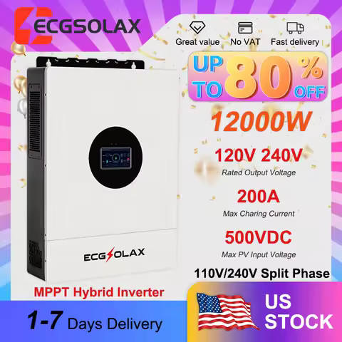 ECGSOLAX 12KW 48V Hybrid Solar Inverter Off-Grid Solar Hybrid Inverter Built-in WiFi 120V/240V US Standard Split-Phase Inverter