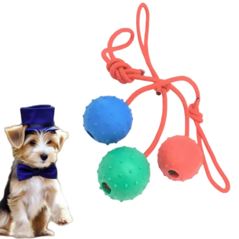 Indestructible Rubber Dog Toy with Rope Solid Elasticity Chew Toy for Training Boredom Relief And Self-Entertainment