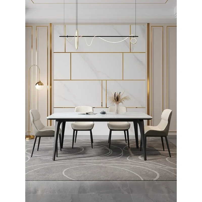 Light luxury dining table and chairs household small apartment modern simple rectangular dining table