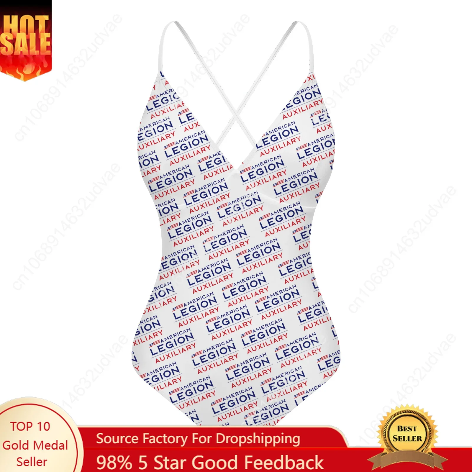 

American Legion Logo V-neck Halter Back Swimsuit Womens Bathing Suits Personalized Bikini Pool Party Swimwear Custom Beachwear