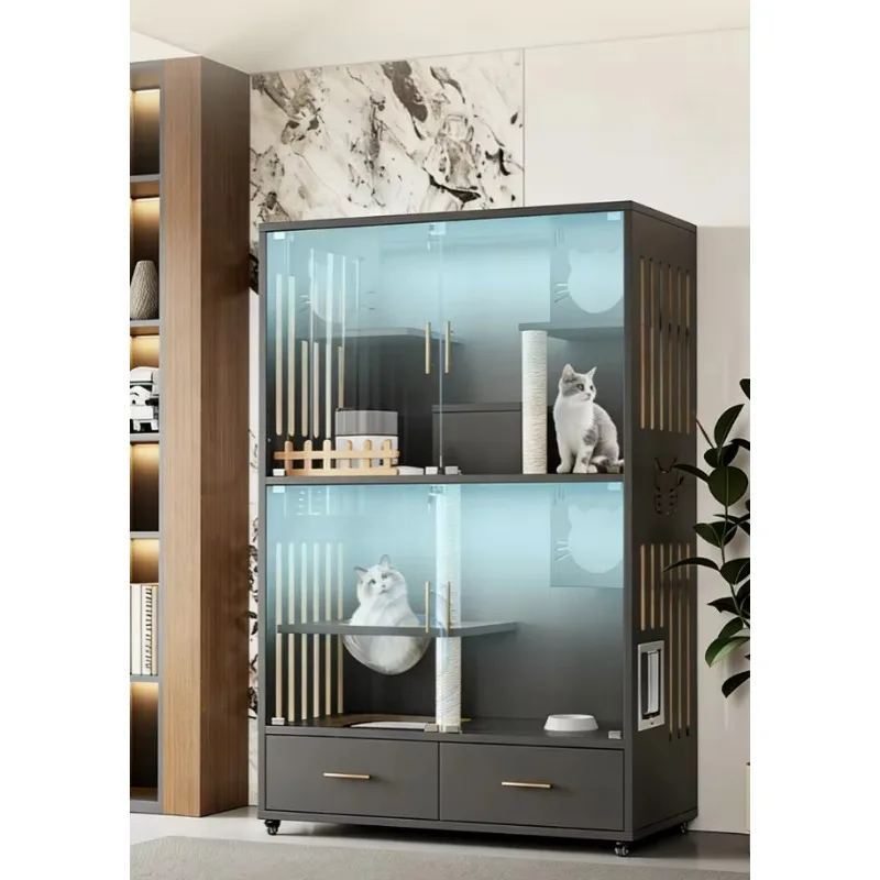 Glass Wood Construction Solid Button Luxury Modern Design Eco-Friendly Waterproof Easy Clean Large Breed Size Cat