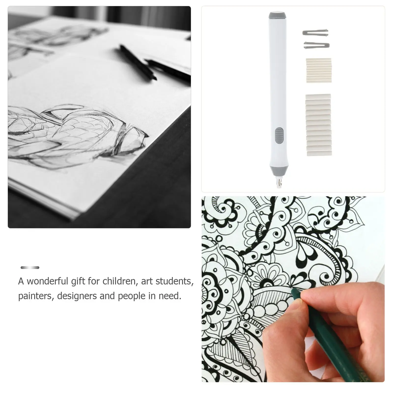 Electric Eraser for Drawing Lightweight Artists School Erasers Handheld Professional Sketch Modification Portable