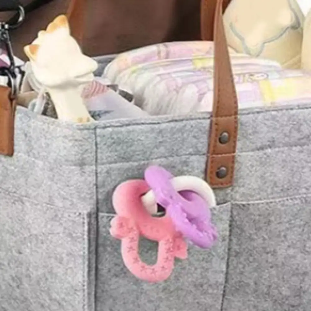 Portable Baby Bag with Closure Capacity Baby Diaper Bag Organizer Felt Material Adjustable Space Layout Nursery Storage for Baby