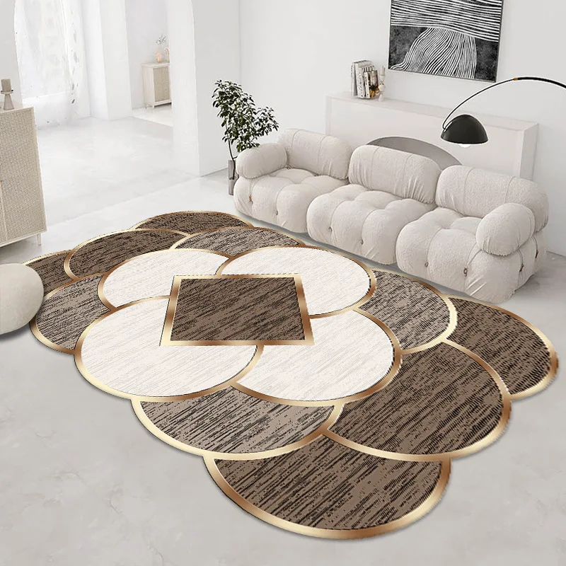 Crystal velvet carpet gold diamond velvet Nordic light luxury geometric marble living room study bedroom home carpet floor mat