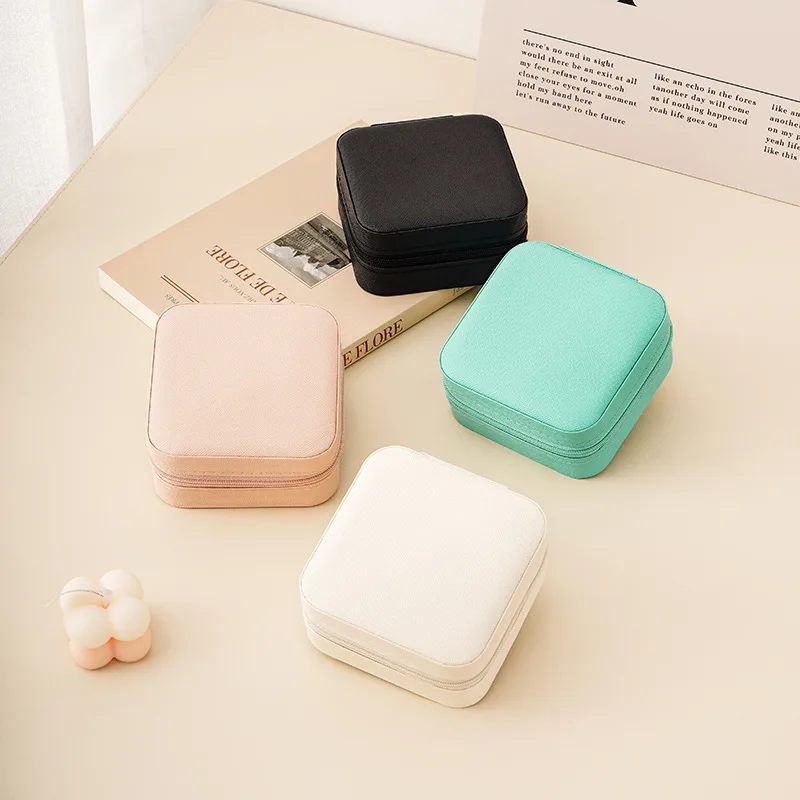 Travel Jewelry Box Mini Portable PU Leather Organizer For Earrings Necklaces  Free Storage Ins Fashion Bathing Accessories
