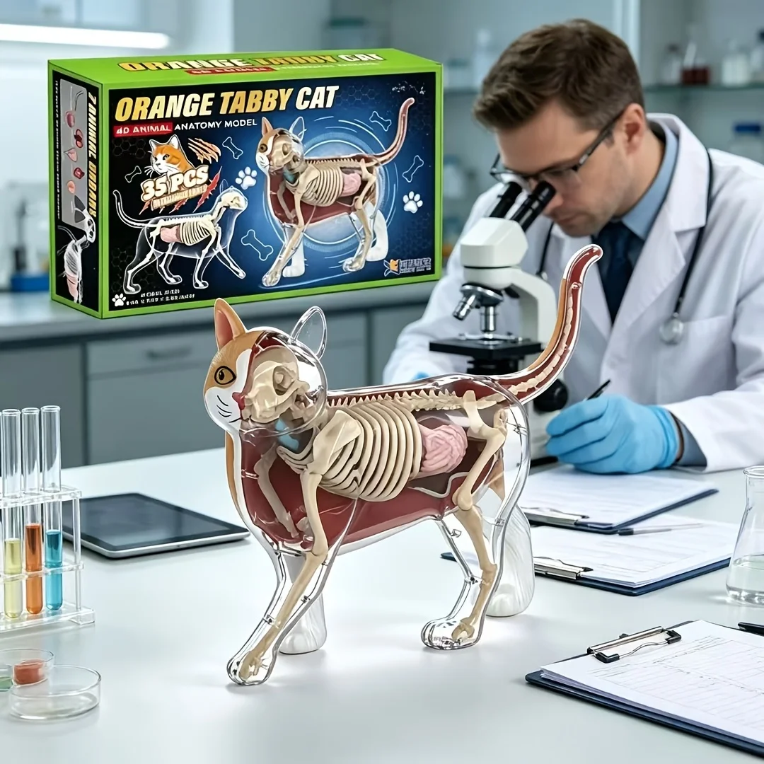 35 Pieces Cat Anatomy Assemble Model With Detailed Skeleton Internal Organs For Biology Student Homeschool Veterinary Learning