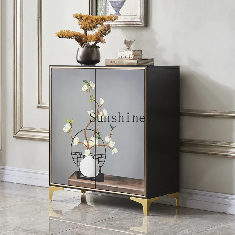 Neoclassical painted multi-functional double-door shoe cabinet light luxury small storage cabinet  FT