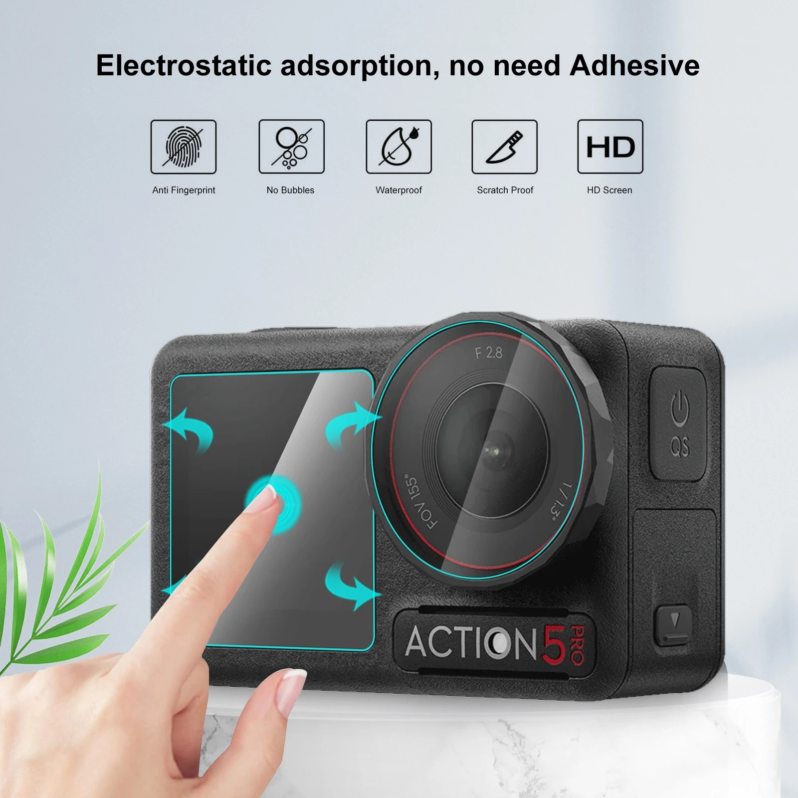 واقي الشاشة الأمامي والخلفي PULUZ ، عدسة 3 في 1 ، زجاج مقسى ، انفجار لـ DJI Osmo العمل 5 Pro