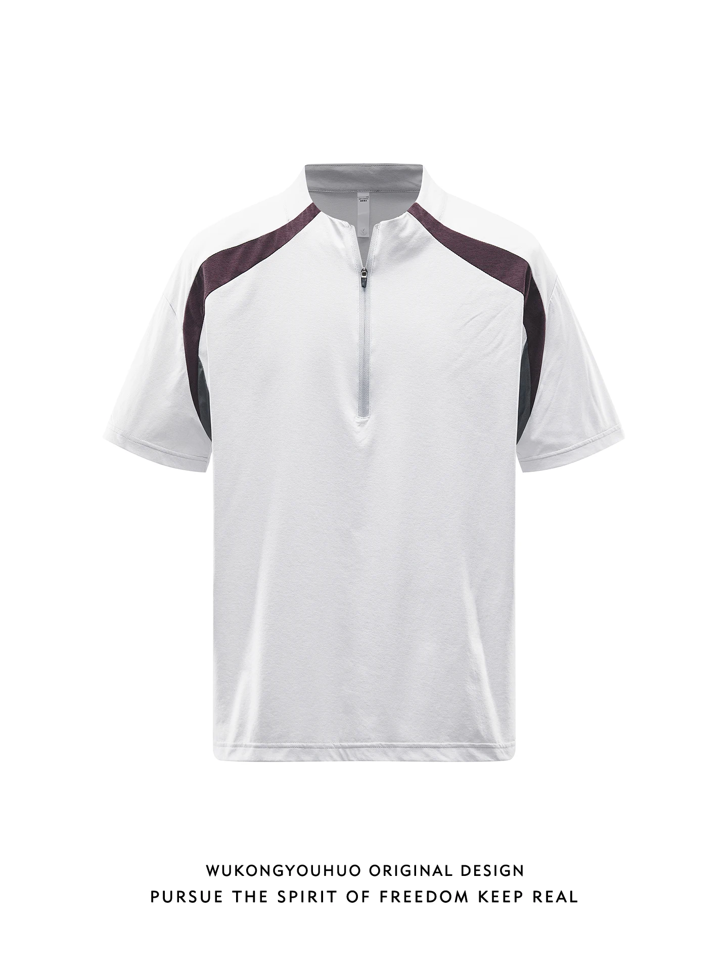 

Летняя мужская футболка свободного кроя с цветными вставками, на молнии, с коротким рукавом, модная, повседневная, износостойкая, молодежная, популярная