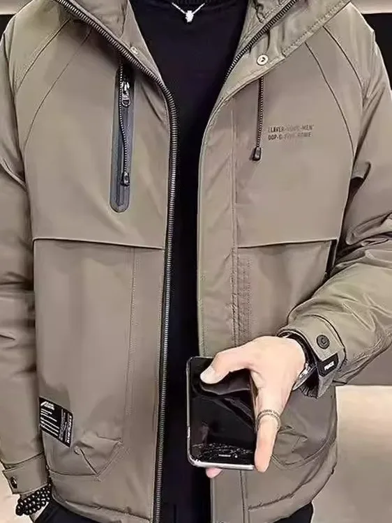 

Thiened Повседневная мужская куртка с капюшоном для улицы, модная весна-осень-зима, подставка из полиэфирного волокна, подходит для Long Sve Zi...