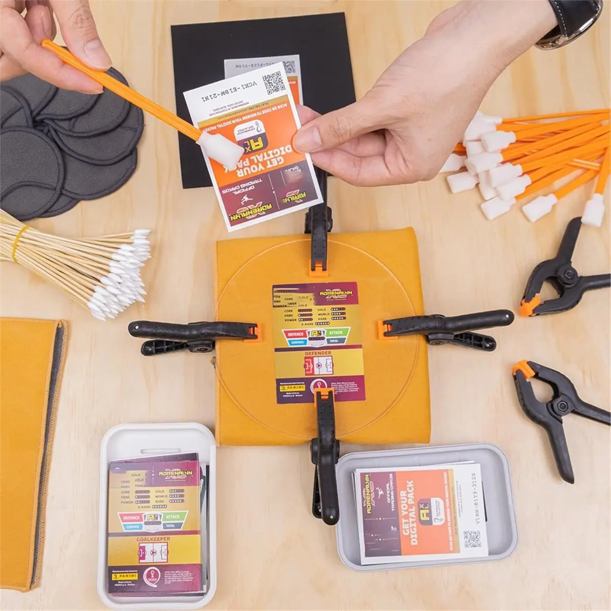 148 Pcs Card Cleaning Kit,Trade Card Flattening Kit with Fixing Jig and EVA Shaping Foam,Suitable for Rated Card Care